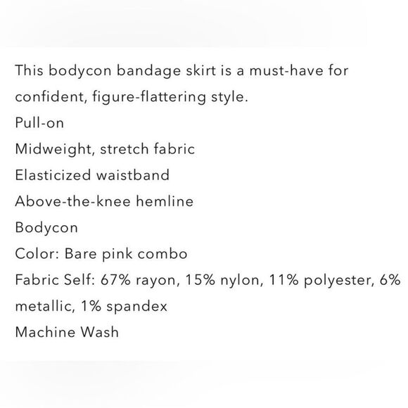 BCBG XS Cream Metallic Gold Bandage Bodycon High Waist Pull On Pencil Skirt - Picture 10 of 10